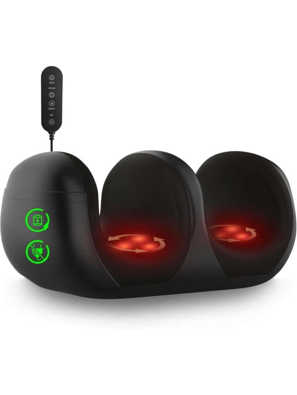 Cordless Foot Massager with Heat & Shiatsu Kneading, 3 Intensities, Remote